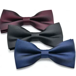 New OUKU Men's Bow Tie Neckties Bowtie Pre-Tied Adjustable Bow Plain Wedding Birthday Party
