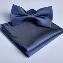 Online OUKU Men's Bow Tie Pocket Squares Handkerchiefs Neckties Bowtie Pre-Tied Bow Plain Wedding Birthday Party