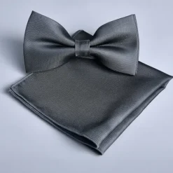 Online OUKU Men's Bow Tie Pocket Squares Handkerchiefs Neckties Bowtie Pre-Tied Bow Plain Wedding Birthday Party