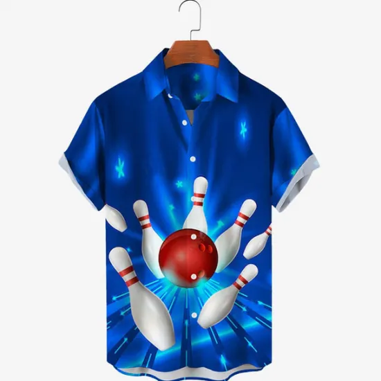 Best OUKU Men's Bowling Ball Shirt Button Up Shirt Short Sleeve Designer Casual Soft Outdoor Daily Holiday Summer Spring Turndown Print Button-Down White + Green Black Yellow Red Blue