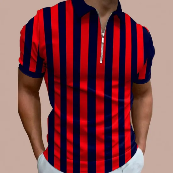 New OUKU Men's Bowling Shirt Golf Polo Casual Daily Quarter Zip Short Sleeve Fashion Modern Stripes Stylish Quarter Zip Summer Regular Fit White Red Blue Brown Green Dark Grey Bowling Shirt