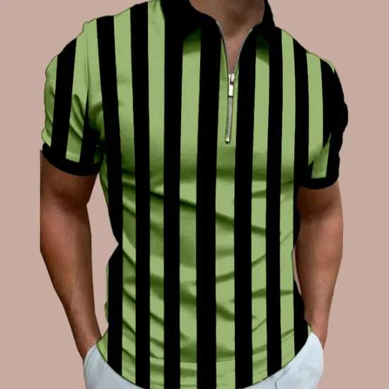 New OUKU Men's Bowling Shirt Golf Polo Casual Daily Quarter Zip Short Sleeve Fashion Modern Stripes Stylish Quarter Zip Summer Regular Fit White Red Blue Brown Green Dark Grey Bowling Shirt
