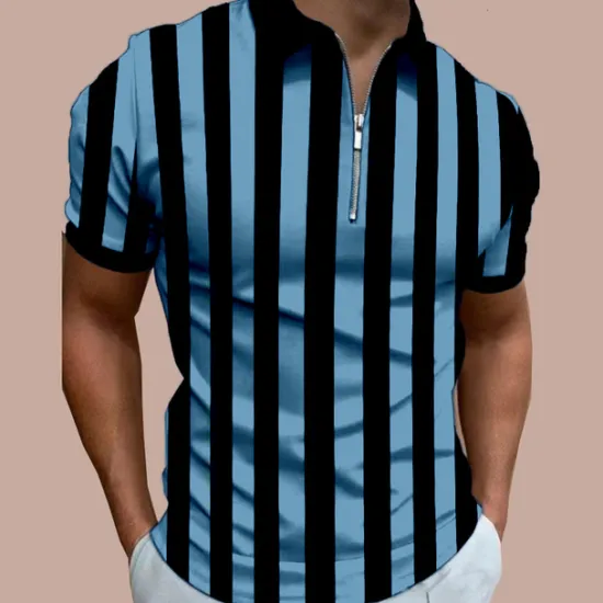 New OUKU Men's Bowling Shirt Golf Polo Casual Daily Quarter Zip Short Sleeve Fashion Modern Stripes Stylish Quarter Zip Summer Regular Fit White Red Blue Brown Green Dark Grey Bowling Shirt
