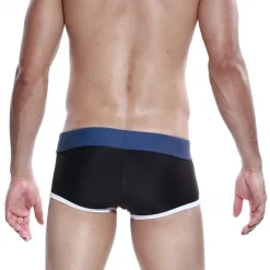 Best OUKU Men's Boxer Swim Shorts Swim Briefs Vacation Summer Beach Swimming Soft Comfortable Drawstring Elastic Waist Color Block Short Gymnatics Casual Activewear Black Blue Low Waist