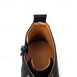 Outlet OUKU Men's Brown Faux Leather Lace-Up Ankle Boots with Brogue Detail and Rugged Sole – Classic and Durable Outdoor Style