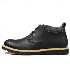 Clearance OUKU Men's Brown Leather Ankle Boots with Lace-Up Design and Durable Sole – Stylish Casual Footwear for Everyday and Outdoor Wear