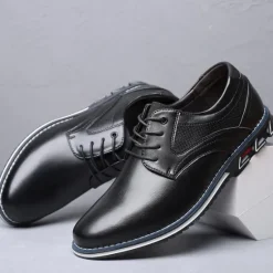 Sale OUKU Men's Brown Leather Oxford Shoes with Non-Slip Rubber Sole - Stylish and Comfortable Dress Shoes for Formal and Casual Wear