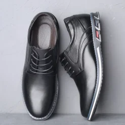Sale OUKU Men's Brown Leather Oxford Shoes with Non-Slip Rubber Sole - Stylish and Comfortable Dress Shoes for Formal and Casual Wear