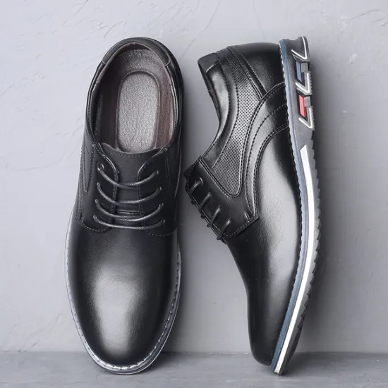 Sale OUKU Men's Brown Leather Oxford Shoes with Non-Slip Rubber Sole - Stylish and Comfortable Dress Shoes for Formal and Casual Wear