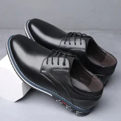 Sale OUKU Men's Brown Leather Oxford Shoes with Non-Slip Rubber Sole - Stylish and Comfortable Dress Shoes for Formal and Casual Wear