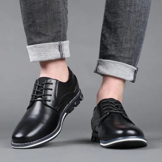Sale OUKU Men's Brown Leather Oxford Shoes with Non-Slip Rubber Sole - Stylish and Comfortable Dress Shoes for Formal and Casual Wear