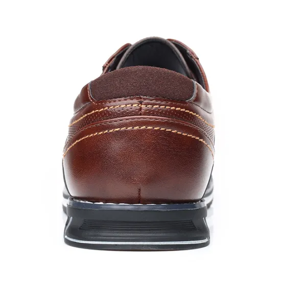 Sale OUKU Men's Brown Leather Oxford Shoes with Non-Slip Rubber Sole - Stylish and Comfortable Dress Shoes for Formal and Casual Wear