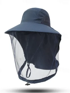 Discount OUKU Men's Bucket Hat Fishing Hat Black Navy Blue Nylon Mesh Fashion Casual Street Daily Plain Adjustable Sunscreen Breathable