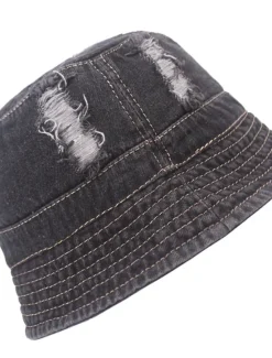 Clearance OUKU Men's Bucket Hat Sun Hat Black Deep Blue Denim Ripped Streetwear Stylish Casual Outdoor Daily Outdoor clothing Plain Sunscreen Lightweight Quick Dry