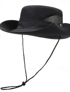 OUKU Men's Bucket Hat Sun Hat Black Navy Blue Polyester Mesh Drawstring Fashion Casual Street Daily Plain Adjustable Sunscreen Breathable