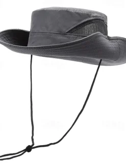 OUKU Men's Bucket Hat Sun Hat Black Navy Blue Polyester Mesh Drawstring Fashion Casual Street Daily Plain Adjustable Sunscreen Breathable
