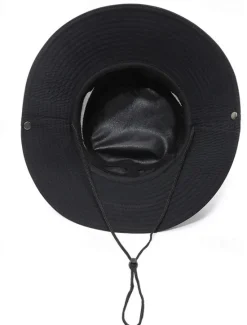 OUKU Men's Bucket Hat Sun Hat Black Navy Blue Polyester Mesh Drawstring Fashion Casual Street Daily Plain Adjustable Sunscreen Breathable