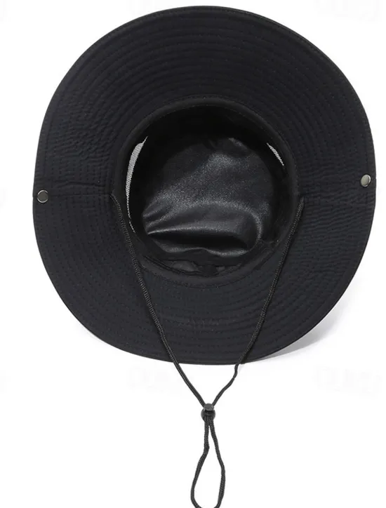 OUKU Men's Bucket Hat Sun Hat Black Navy Blue Polyester Mesh Drawstring Fashion Casual Street Daily Plain Adjustable Sunscreen Breathable