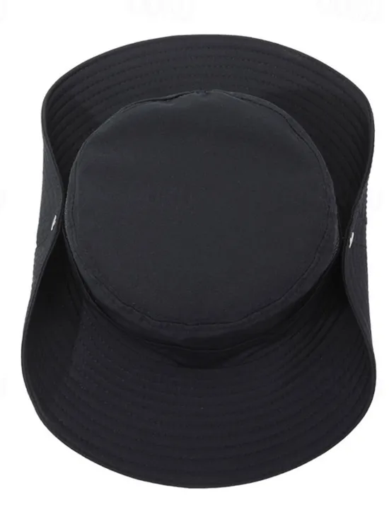 OUKU Men's Bucket Hat Sun Hat Black Navy Blue Polyester Mesh Drawstring Fashion Casual Street Daily Plain Adjustable Sunscreen Breathable