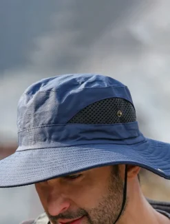 Sale OUKU Men's Bucket Hat Sun Hat Fishing Hat Boonie hat Hiking Hat Black Navy Blue Polyester Mesh Streetwear Stylish Casual Outdoor Daily Going out Plain UV Sun Protection Sunscreen Quick Dry Lightweight