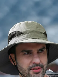 Sale OUKU Men's Bucket Hat Sun Hat Fishing Hat Boonie hat Hiking Hat Black Navy Blue Polyester Mesh Streetwear Stylish Casual Outdoor Daily Going out Plain UV Sun Protection Sunscreen Quick Dry Lightweight