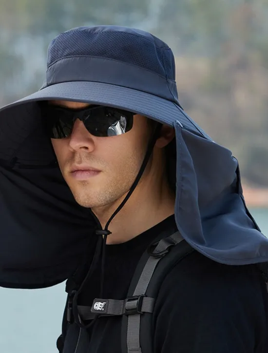 Clearance OUKU Men's Bucket Hat Sun Hat Fishing Hat Boonie hat Hiking Hat Navy Blue Light Grey Polyester Streetwear Stylish Casual Outdoor Daily Going out Plain UV Sun Protection Sunscreen Quick Dry Lightweight