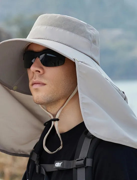 Clearance OUKU Men's Bucket Hat Sun Hat Fishing Hat Boonie hat Hiking Hat Navy Blue Light Grey Polyester Streetwear Stylish Casual Outdoor Daily Going out Plain UV Sun Protection Sunscreen Quick Dry Lightweight
