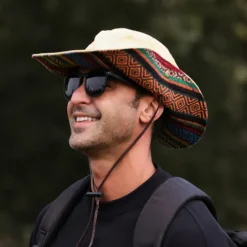 New OUKU Men's Bucket Hat Sun Hat Fishing Hat Boonie hat Black Red Polyester Embroidered Fashion Casual Daily Boho Paisley Damask Plaid / Striped / Chevron / Round Sunscreen Breathable