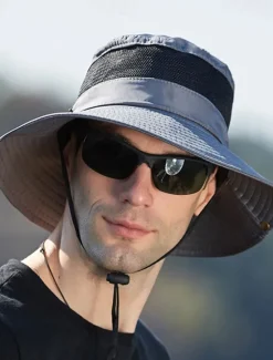 Discount OUKU Men's Bucket Hat Sun Hat Wild Brim Hat Black Wine Polyester Patchwork Fashion Casual Outdoor Daily Fishing Color Block Sunscreen Breathable