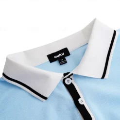 Outlet OUKU Men's Business Polo Pique Polo Shirt Business Casual Ribbed Polo Collar Classic Short Sleeve Color Block Patchwork Embroidered Summer Spring & Fall Dark Grey Black Burgundy Navy Blue Royal Blue
