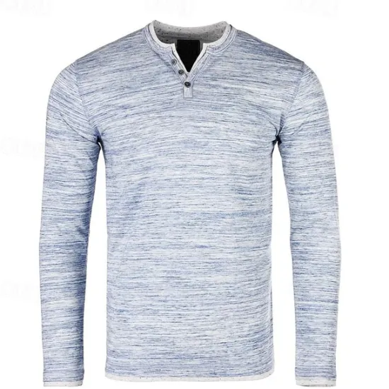 Online OUKU Men's Button T Shirt Henley Shirt Tee Top Long Sleeve Shirt Long Sleeve Henley Summer Plain Fashion Designer Basic Vacation Street Going out Black White Blue Top Tee for Men