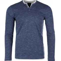 Online OUKU Men's Button T Shirt Henley Shirt Tee Top Long Sleeve Shirt Long Sleeve Henley Summer Plain Fashion Designer Basic Vacation Street Going out Black White Blue Top Tee for Men