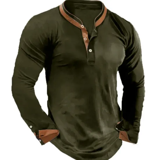 Clearance OUKU Men's Button T Shirt Henley Shirt Tee Top Long Sleeve Henley Summer Color Block Fashion Designer Basic Patchwork Vacation Street Going out Black White Navy Blue Top Tee for Men