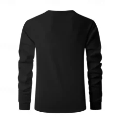 OUKU Men's Button T Shirt T Shirt Waffle Henley Shirt Henley Shirt Long Sleeve Henley Spring Fall Plain Fashion Designer Basic Buttons Vacation Street Going out Black Blue Khaki Top Tee for Men