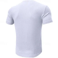 Outlet OUKU Men's Button T Shirt T Shirt Henley Shirt Tee Short Sleeve Henley Spring & Summer Plain Pit Strip Fashion Designer Basic Vacation Street Going out Black White Navy Blue Top Tee for Men