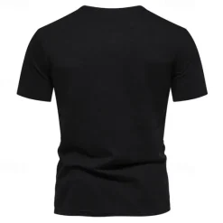Clearance OUKU Men's Button T Shirt T Shirt Tee Short Sleeve Shirt Short Sleeve Crew Neck Spring & Summer Plain Fashion Designer Basic Buttons Vacation Street Going out Wine Black White Top Tee for Men