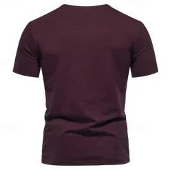 Clearance OUKU Men's Button T Shirt T Shirt Tee Short Sleeve Shirt Short Sleeve Crew Neck Spring & Summer Plain Fashion Designer Basic Buttons Vacation Street Going out Wine Black White Top Tee for Men
