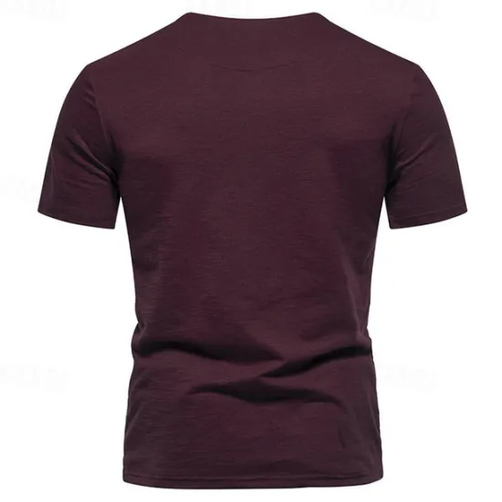 Clearance OUKU Men's Button T Shirt T Shirt Tee Short Sleeve Shirt Short Sleeve Crew Neck Spring & Summer Plain Fashion Designer Basic Buttons Vacation Street Going out Wine Black White Top Tee for Men