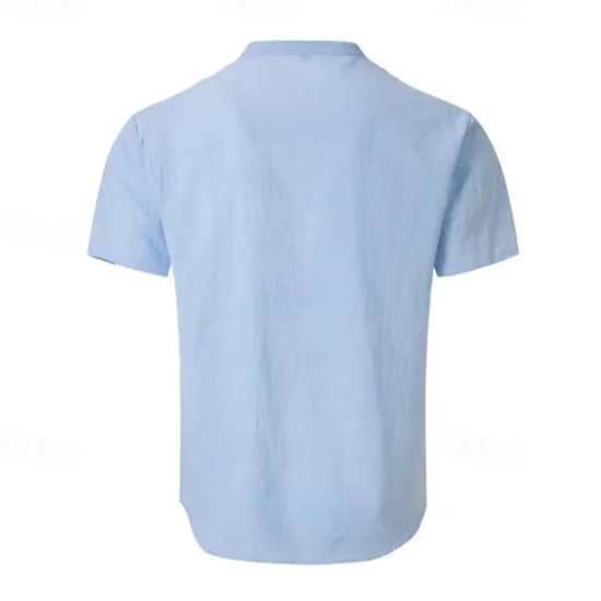 New OUKU Men's Button T Shirt T Shirt Henley Shirt Tee Short Sleeve Henley Summer Spring Plain Fashion Designer Basic Buttons Vacation Street Going out Apricot Black White Top Tee for Men