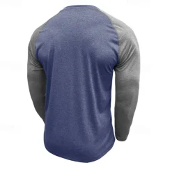 Best OUKU Men's Button T Shirt T Shirt Henley Shirt Tee Long Sleeve Henley Spring & Fall Color Block Fashion Designer Basic Patchwork Vacation Street Going out Black Dark Red Yellow Top Tee for Men