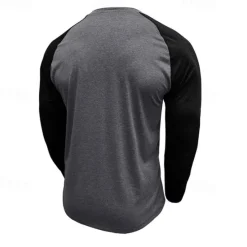 Best OUKU Men's Button T Shirt T Shirt Henley Shirt Tee Long Sleeve Henley Spring & Fall Color Block Fashion Designer Basic Patchwork Vacation Street Going out Black Dark Red Yellow Top Tee for Men