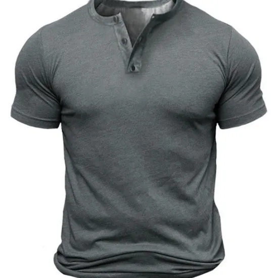 Discount OUKU Men's Button T Shirt T Shirt Henley Shirt Tee Short Sleeve Henley Summer Solid Color Designer Basic Classic Button-Down Outdoor Daily Sports Black Army Green Blue Top Tee for Men