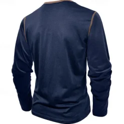 Online OUKU Men's Button T Shirt T Shirt Henley Shirt Tee Long Sleeve Henley Spring & Fall Patchwork Fashion Designer Basic Patchwork Vacation Street Going out Wine Black White Top Tee for Men