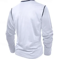 Online OUKU Men's Button T Shirt T Shirt Henley Shirt Tee Long Sleeve Henley Spring & Fall Patchwork Fashion Designer Basic Patchwork Vacation Street Going out Wine Black White Top Tee for Men
