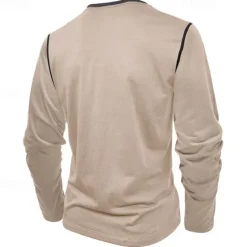 Online OUKU Men's Button T Shirt T Shirt Henley Shirt Tee Long Sleeve Henley Spring & Fall Patchwork Fashion Designer Basic Patchwork Vacation Street Going out Wine Black White Top Tee for Men