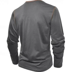 Online OUKU Men's Button T Shirt T Shirt Henley Shirt Tee Long Sleeve Henley Spring & Fall Patchwork Fashion Designer Basic Patchwork Vacation Street Going out Wine Black White Top Tee for Men