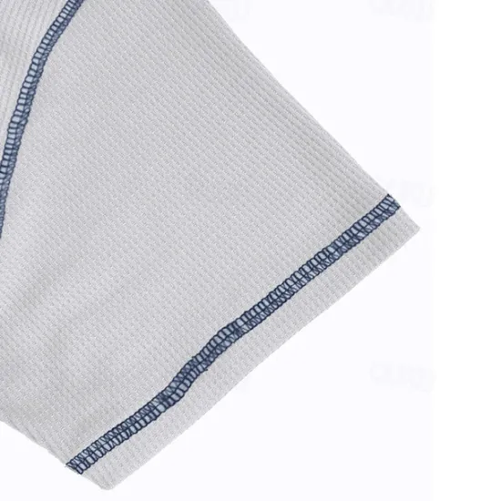 Online OUKU Men's Button T Shirt T Shirt Waffle Henley Shirt Henley Shirt Short Sleeve Henley Spring & Summer Color Block Fashion Designer Basic Patchwork Vacation Street Going out Black White Royal Blue Top Tee