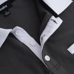Hot OUKU Men's Button Up Polos Cotton Polo Shirt Casual Holiday Lapel Ribbed Polo Collar Short Sleeve Fashion Basic Plain Classic Summer Regular Fit Navy Black White Burgundy Sky Blue Grey Button Up Polos