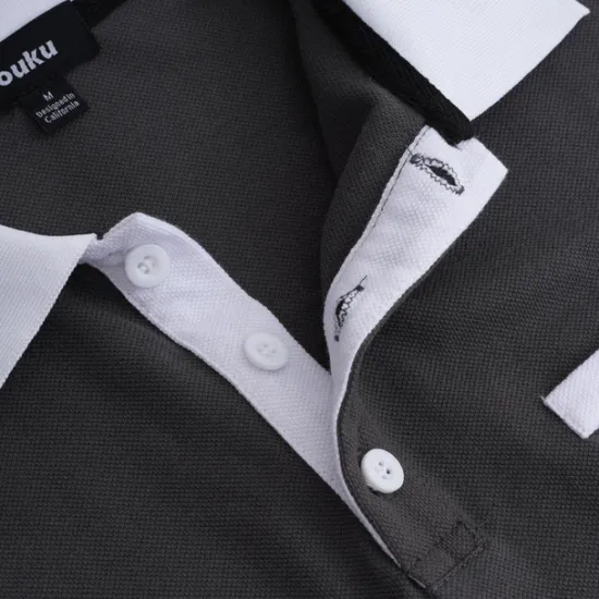 Hot OUKU Men's Button Up Polos Cotton Polo Shirt Casual Holiday Lapel Ribbed Polo Collar Short Sleeve Fashion Basic Plain Classic Summer Regular Fit Navy Black White Burgundy Sky Blue Grey Button Up Polos