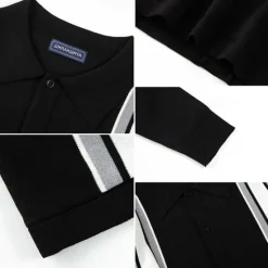 Discount OUKU Men's Button Up Polos Golf Shirt Casual Sports Lapel Long Sleeve Fashion Basic Color Block Stripes Patchwork Buttons Spring Fall Black Apricot Button Up Polos